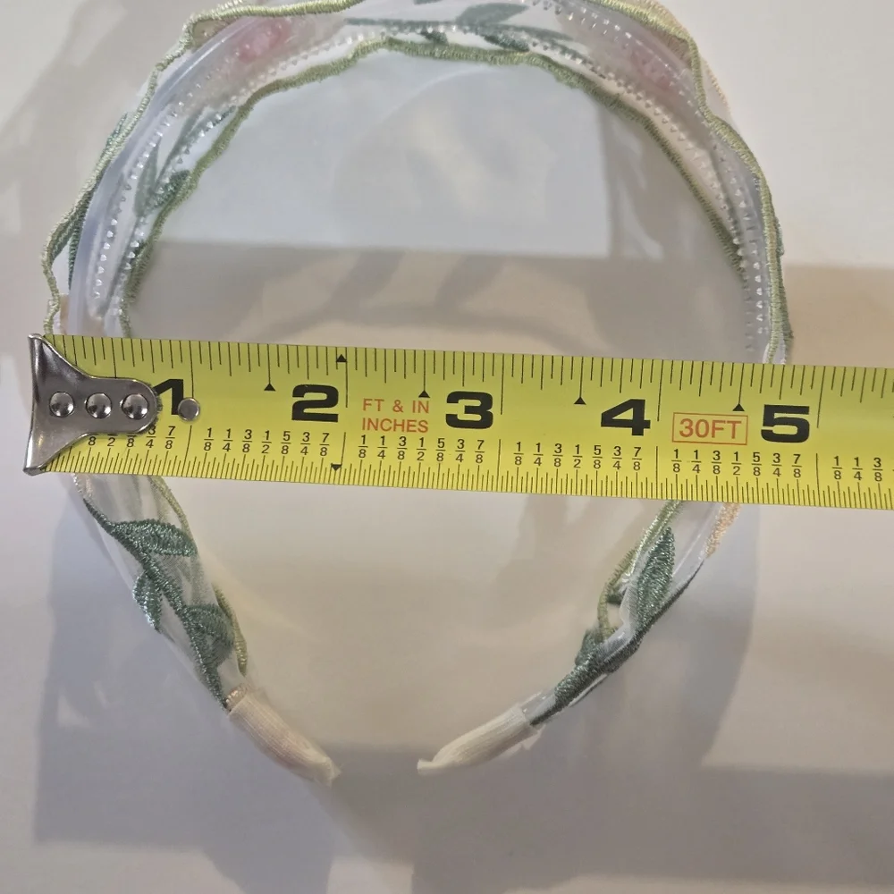🍒🍒 Floral Embroidered Sheer Headband - Pink, Cream & Green